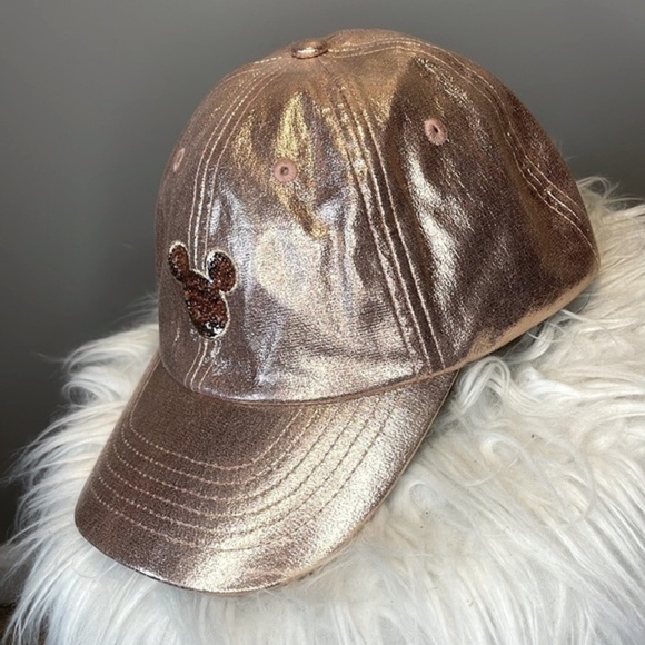DISNEY PARKS | WOMENS DISNEY ROSEGOLD MICKEY SHIMMER HAT - Picture 3 of 7